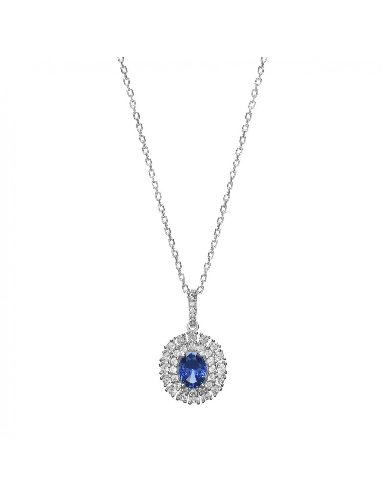 Ambrosia | Collana in argento 925‰ con zirconi bianchi e zircone blu | AAG 197