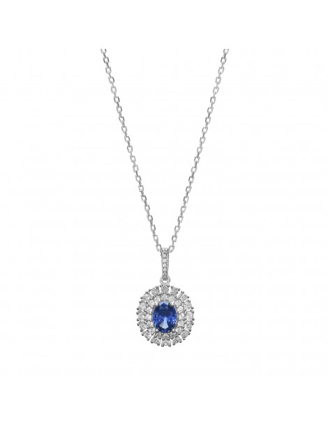 Ambrosia | Collana in argento 925‰ con zirconi bianchi e zircone blu | AAG 197