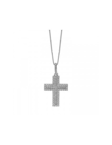 Ambrosia | Collana in argento 925‰ con croce e zirconi bianchi | AAG 118