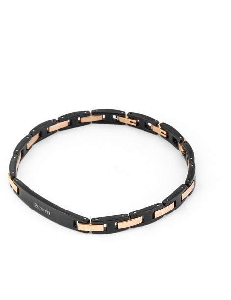 4US Paciotti | Bracciale in acciaio PVD nero e rosa | 4UBR4425